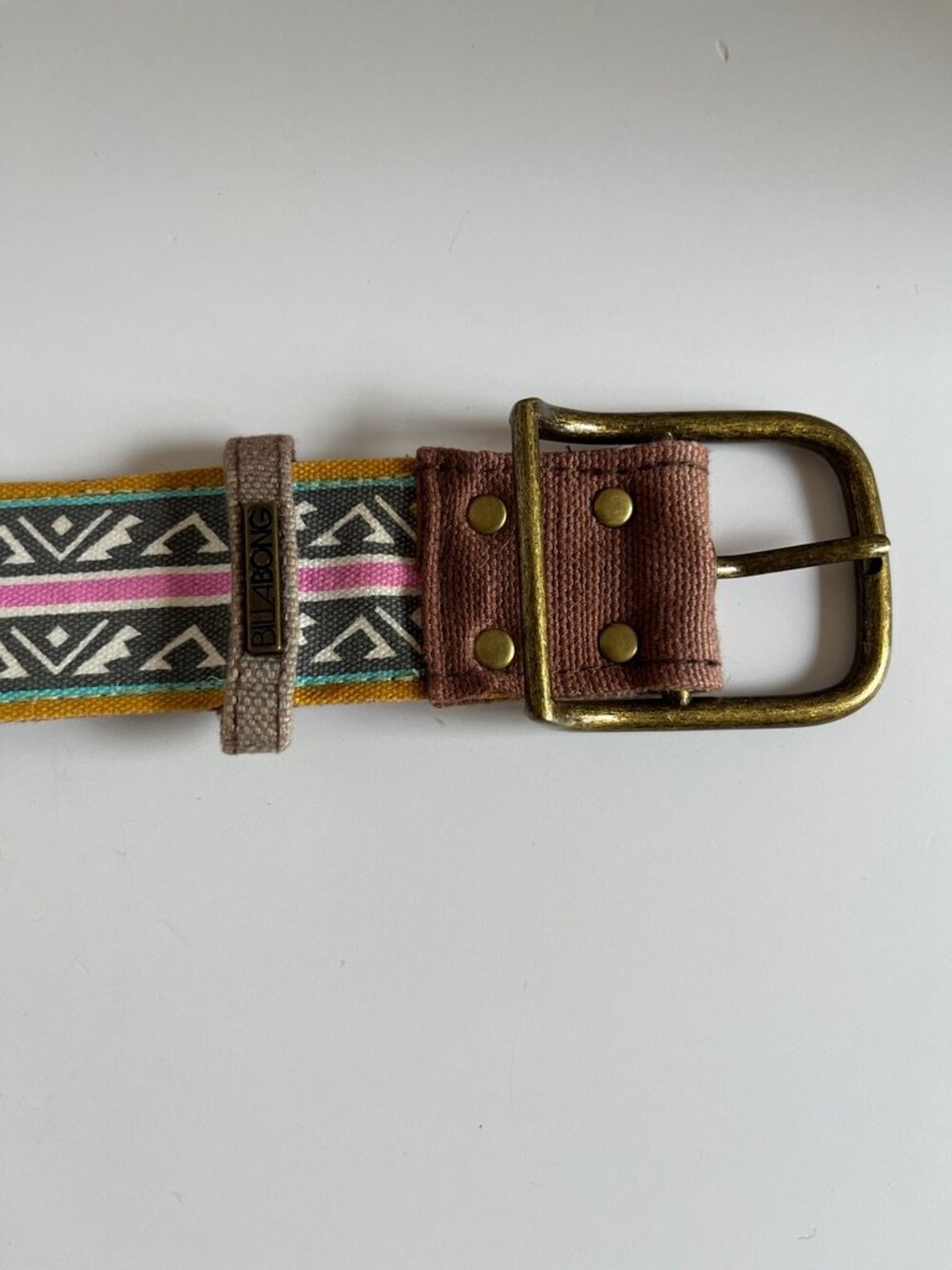 Billabong Aztec Stripe Canvas Belt Y2K Surf Boho Geometric - Picture 2 of 6